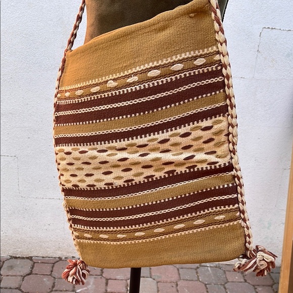 Brown and Tan Geometric Crossbody Bag - Picture 2 of 3